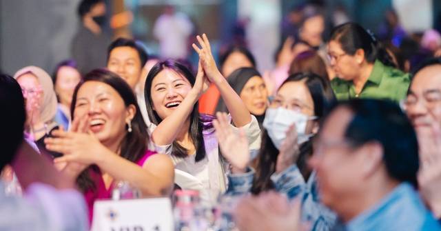 Participants enjoy dinner and dance games