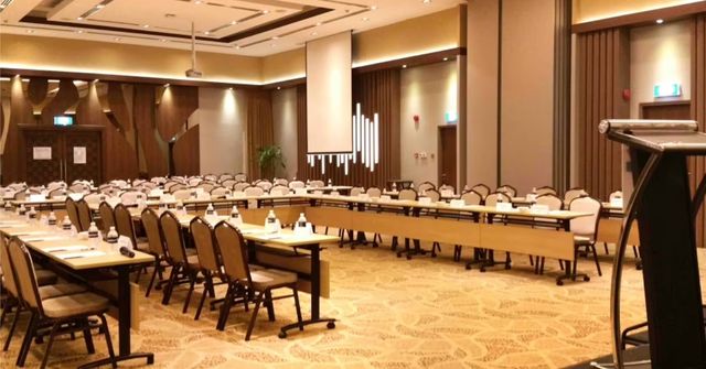 Banquet-style dinner and dance hall at Metropolitan YMCA Singapore