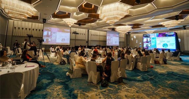 Banquet hall dinner and dance setup at Pan Pacific Hotel