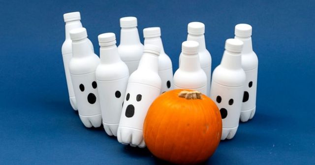 Pumpkin bowling is a easy-to-organize Halloween activity