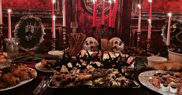 A snapshot of a halloween party decorated following the Vampire theme