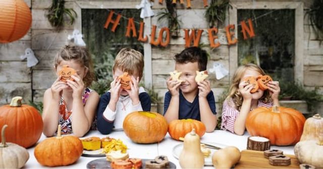 Kids enjoy their Pumpkin Patch Halloween party theme