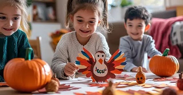 A kids' corner at a Thanksgiving party