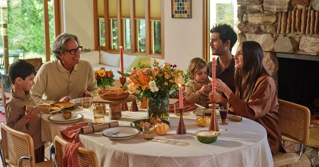 A family at their Thanksgiving dinner, enjoying the moment