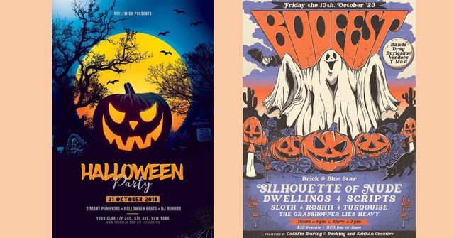 2 examples of Halloween party posters