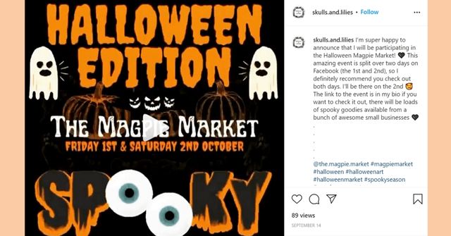 An Instagram post promoting a Halloween event