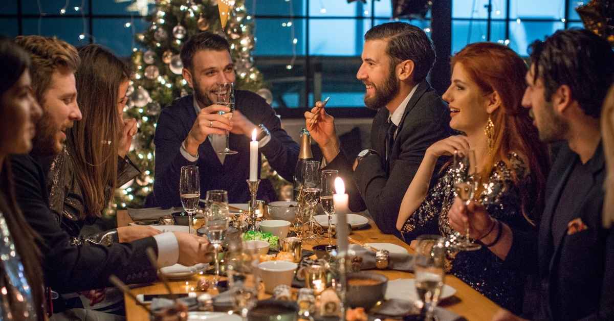 A group of business business is having a dinner party