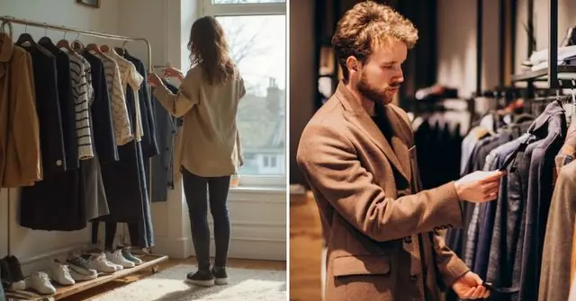 A woman and a man are deciding what to wear to a work Christmas party