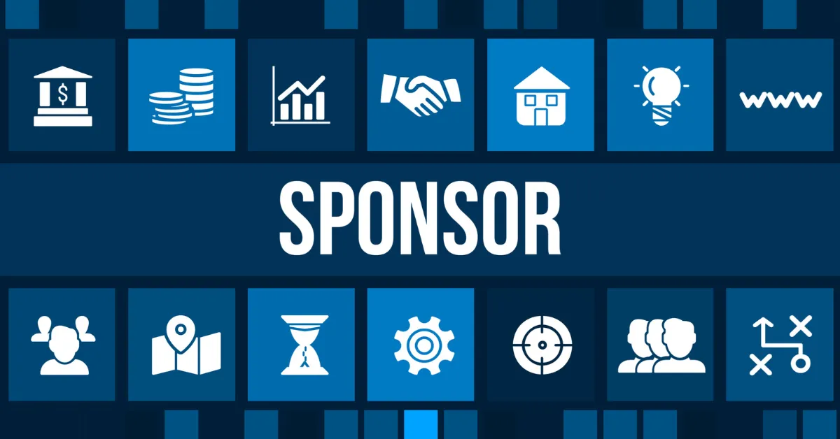 A graphic with sponsors of a corporate event