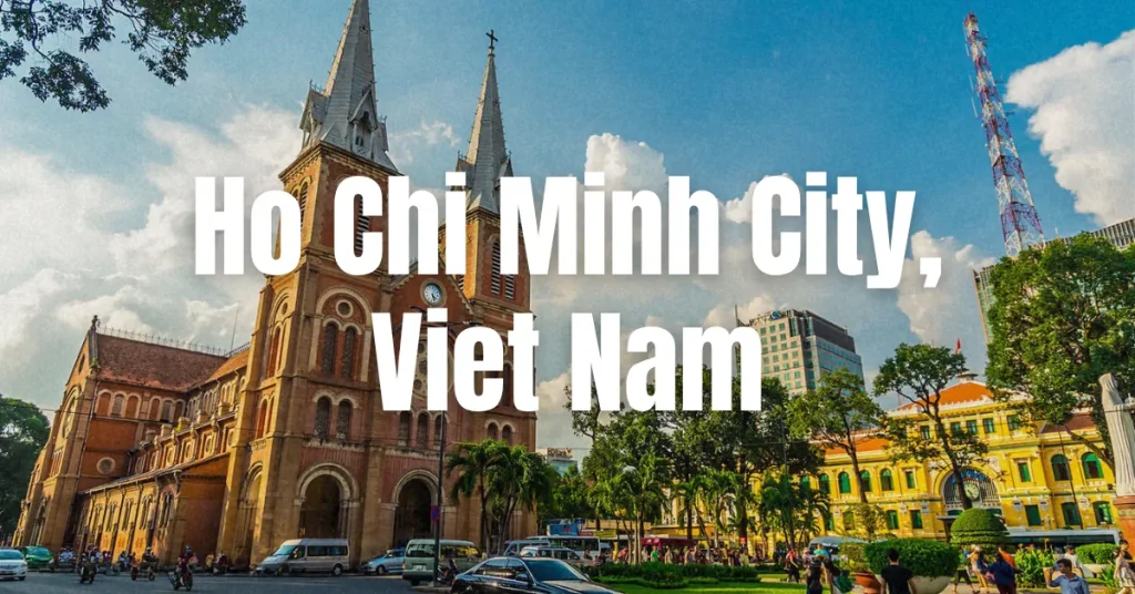 Banner introducing Ho Chi Minh City (Viet Nam) as a company offsite destination