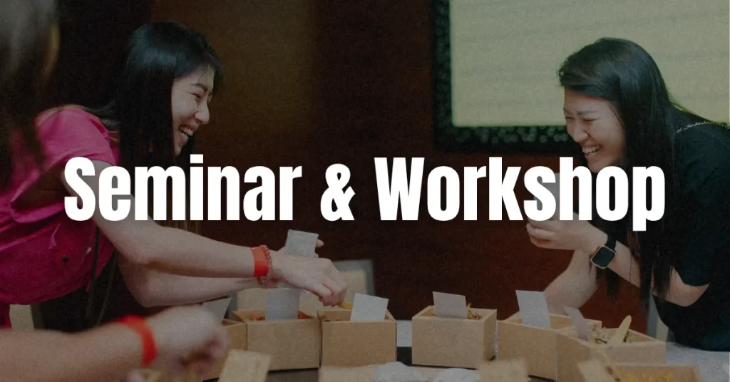 Banner linked to one of Dream Station's corporate event management services: seminar, workshop