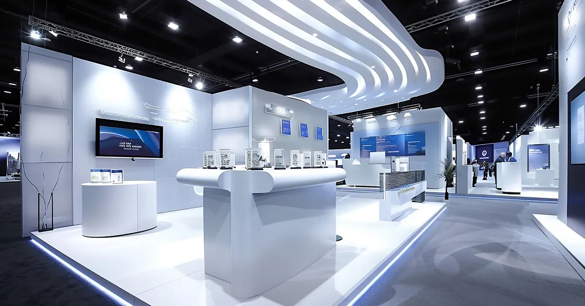 Examples of a custom exhibition booth for a space only floor area