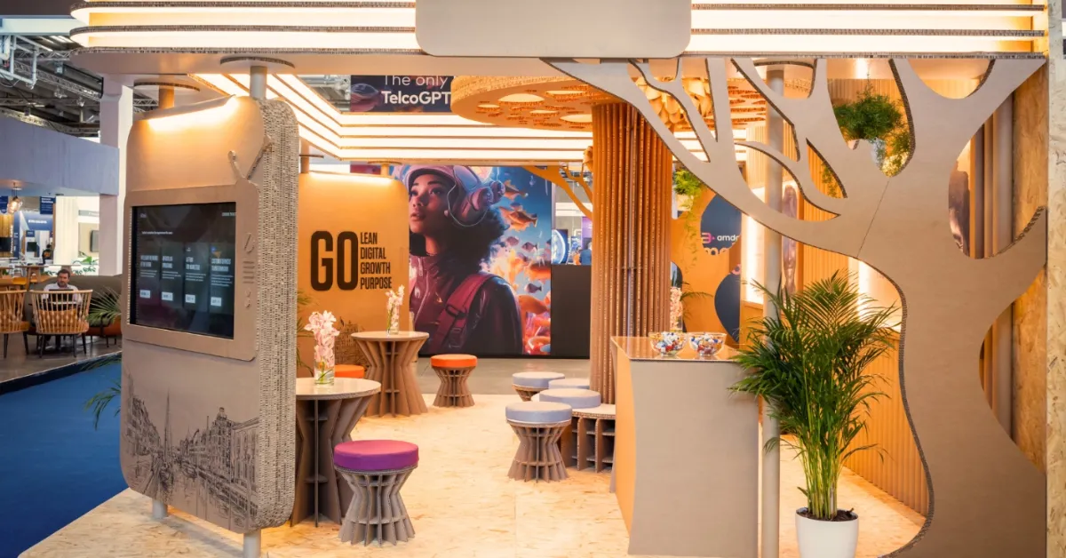 An example of a space-only stand built from sustainable materials