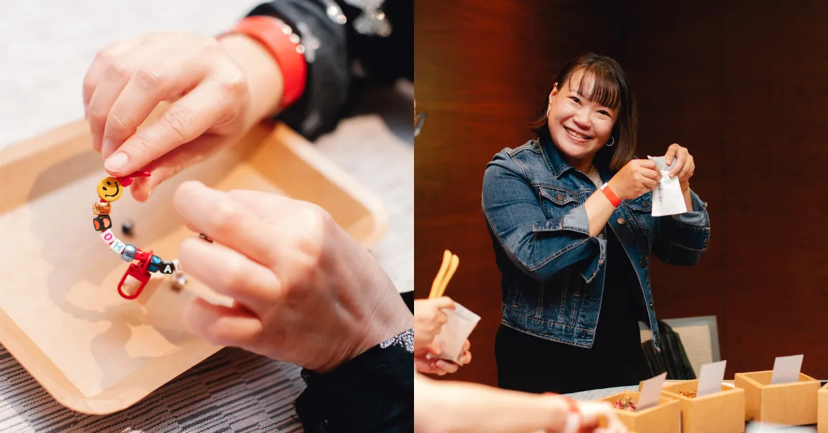 Moments of event participant enjoying Dream Station's DIY craft stations