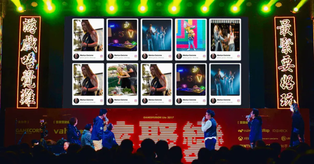 Live photo wall at a dinner and dance